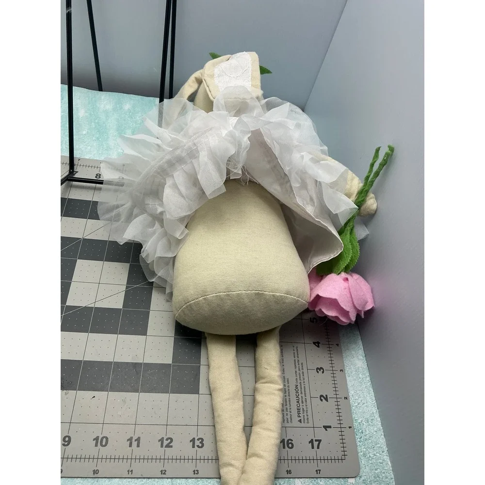 222 Elegance Whimsical Long Leg Bunny Doll White Lace Tutu Pink Rose NWT 22in